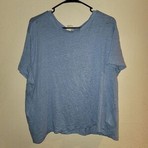 H and M Blue Linen Short Sleeve Top Size XXL